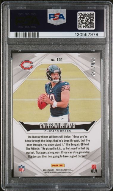 2024 Panini Phoenix Rookies Caleb Williams #151 Blue Lazer /125 (RC) PSA 10 💎 view 2