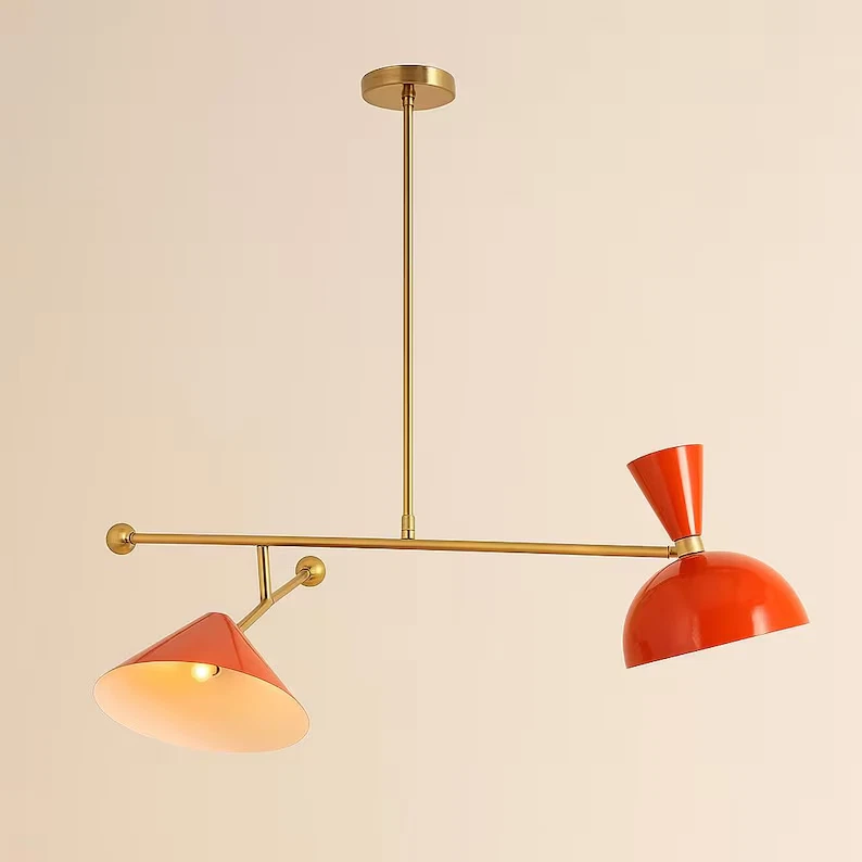 Stilnovo Style Pendant Light: Mid Century Modern Brass Chandelier - Image 3 of 4