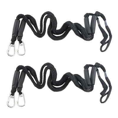 2X 4Ft Bungee Dock Lines With 4 Black Hook 1000Kg Tensile Strength for Dock Safe
