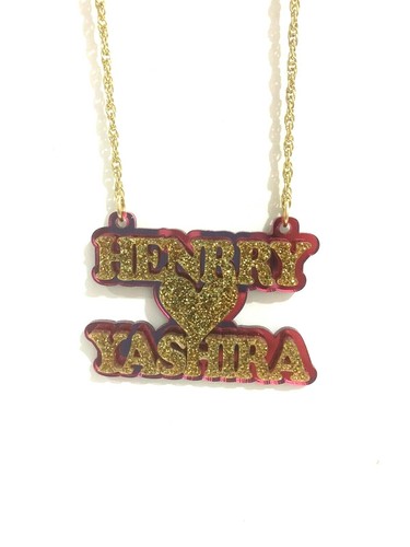 Paar Halskette Doppel Namensschild personalisiert jede Farbe individuell lasergeschnitten Namen - Bild 4 von 12