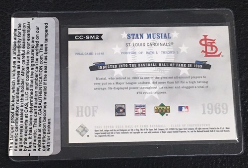 HOF STAN MUSIAL 2005 UD HOF SIGNED AUTOGRAPHED CARDINALS #13/15 CAS AUTHENTIC - Picture 2 of 2