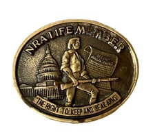 Vintage Jadco NRA LIFE MEMBER Belt Buckle Brass 2nd Amendment Right Bear Arms