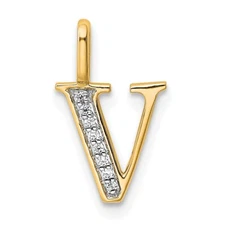 14K Yellow Gold Diamond Letter V Initial Pendant PM8365V-003-YA