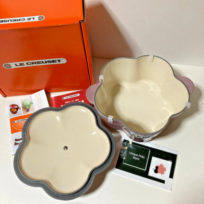 NEW Le Creuset Cocotte Fleur Flower Mauve Pink 20cm 2L Silver Knob