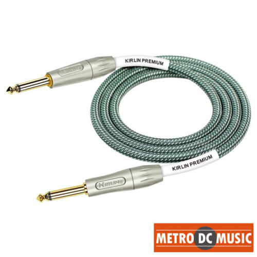 Kirlin 20ft Premium Plus Woven Guitar Instrument Cable 7mm 6m Gold-Plated Olive - Afbeelding 1 van 1