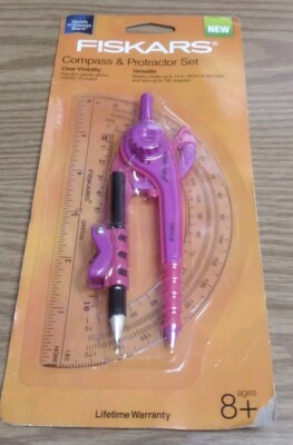 TEAL FISKARS COMPASS & PROTRACTOR SET