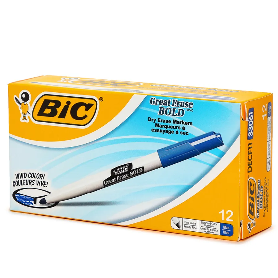 Bic Dry Erase Fine Pt Blue Vivid Color Markers 33061 New In Box 12 Markers  (#132247561130)