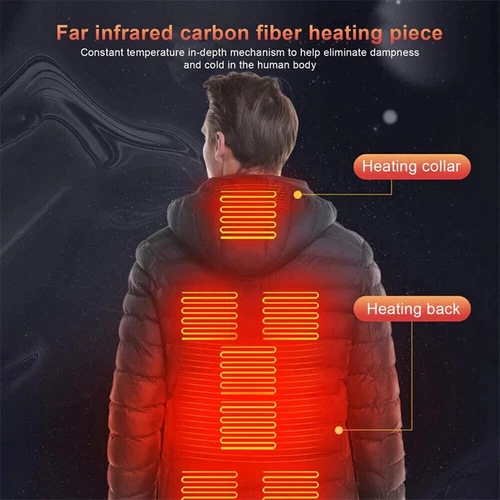 Men Women Electric Coat Heated Jacket USB Winter Warm Up Heating Pad Body Warmer - Picture 8 of 17