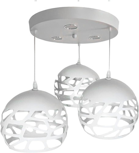 Lampadario a sospensione soffitto moderno sospeso design a sfere bianco E27 220v - Foto 2 di 8