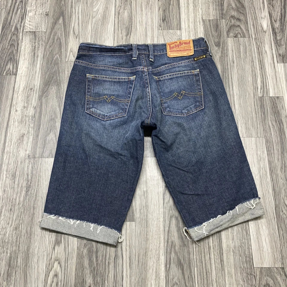 Bermuda jeans LUCKY BRAND Sweet N'Low azul lavagem escura feminina tamanho 25 - Imagem 4 de 4
