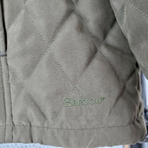 BARBOUR NEWMARKET Size Large Olive Women's Quilted Tartan Plaid Jacket Coat - Picture 6 of 12
