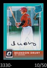 1-2016 PANINI DONRUSS OPTIC BLUE AUTO BRANDON DRURY BLUEJAYS 10/50