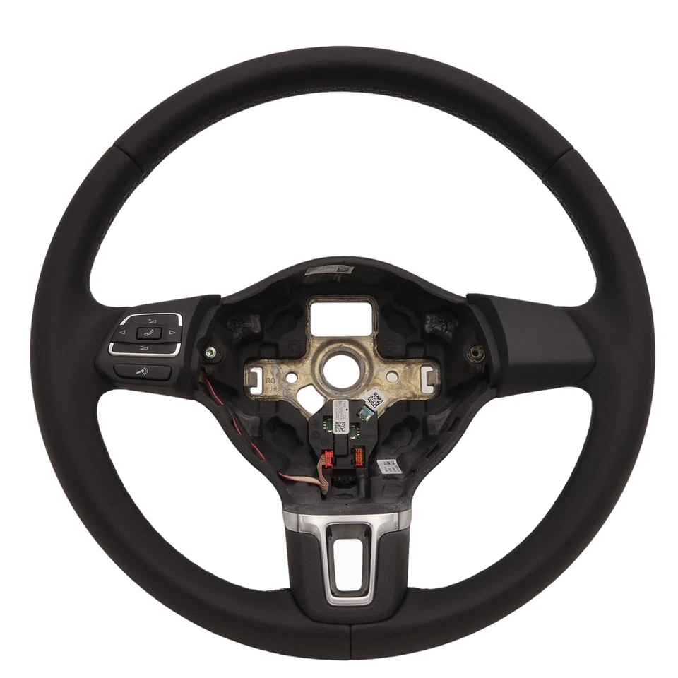 Lederlenkrad Lenkrad VW Polo 6R Leder schwarz Naht grau mit Telefonbedienung - Bild 2 von 4