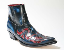 7482 Sendra Boots Javi Denver Azul Pitone Rojo Stivaletti Fatto a Mano
