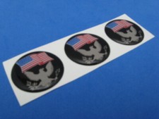 USA FLAG WITH EAGLE DOMED DECAL EMBLEM STICKER SET OF THREE 078