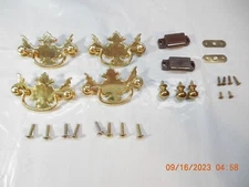 Old  Small Drawer  Cabinet Knobs Pulls Screws Lot Gold
