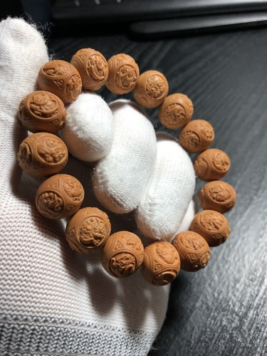 15mm Hedgehog Walnut Hand carved Four divine beasts Bracelet 纯手工猴头雕刻四大神兽手串 - Picture 3 of 12