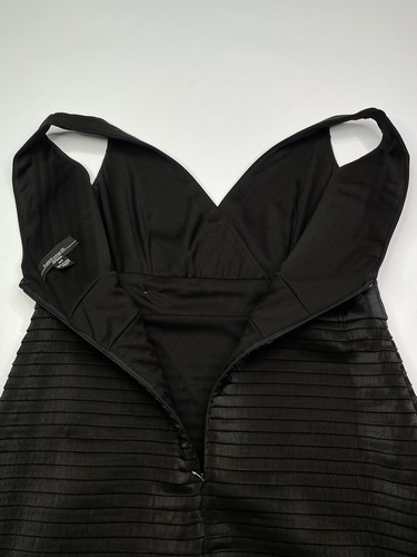 Vintage R&M Richards Black Ruffled Dress Size 14P Sleeveless Stretch V Neck - Picture 13 of 16