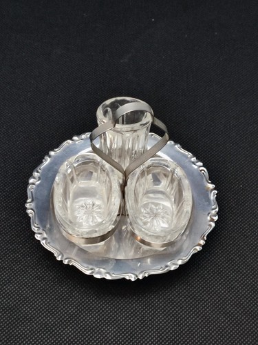 SET Salz, Pfeffer, Zahnstocher Vintage aus Kristall mit Aluminiumsockel, 90er Jahre - Bild 3 von 7