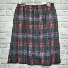 Vintage 70s 80s Wardrobe Maker Womens L/XL Plaid Skirt Elastic Waist A-Line Midi