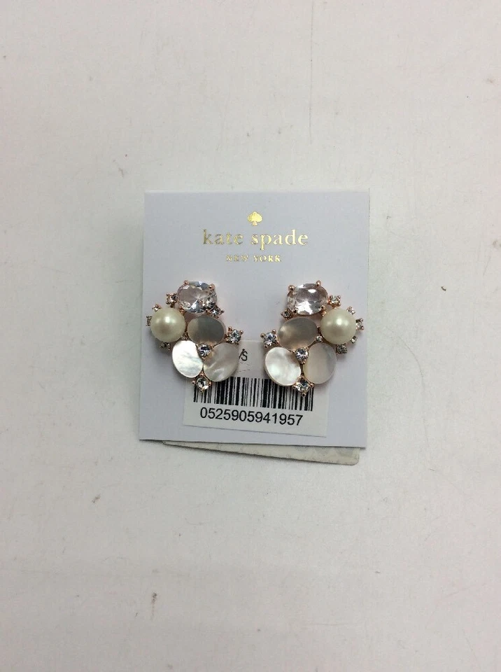 $78 Kate spade Rose Gold-Tone Crystal, faux Pearl & Mother-of-Pearl EARRINGS 651 - Image 3 of 4