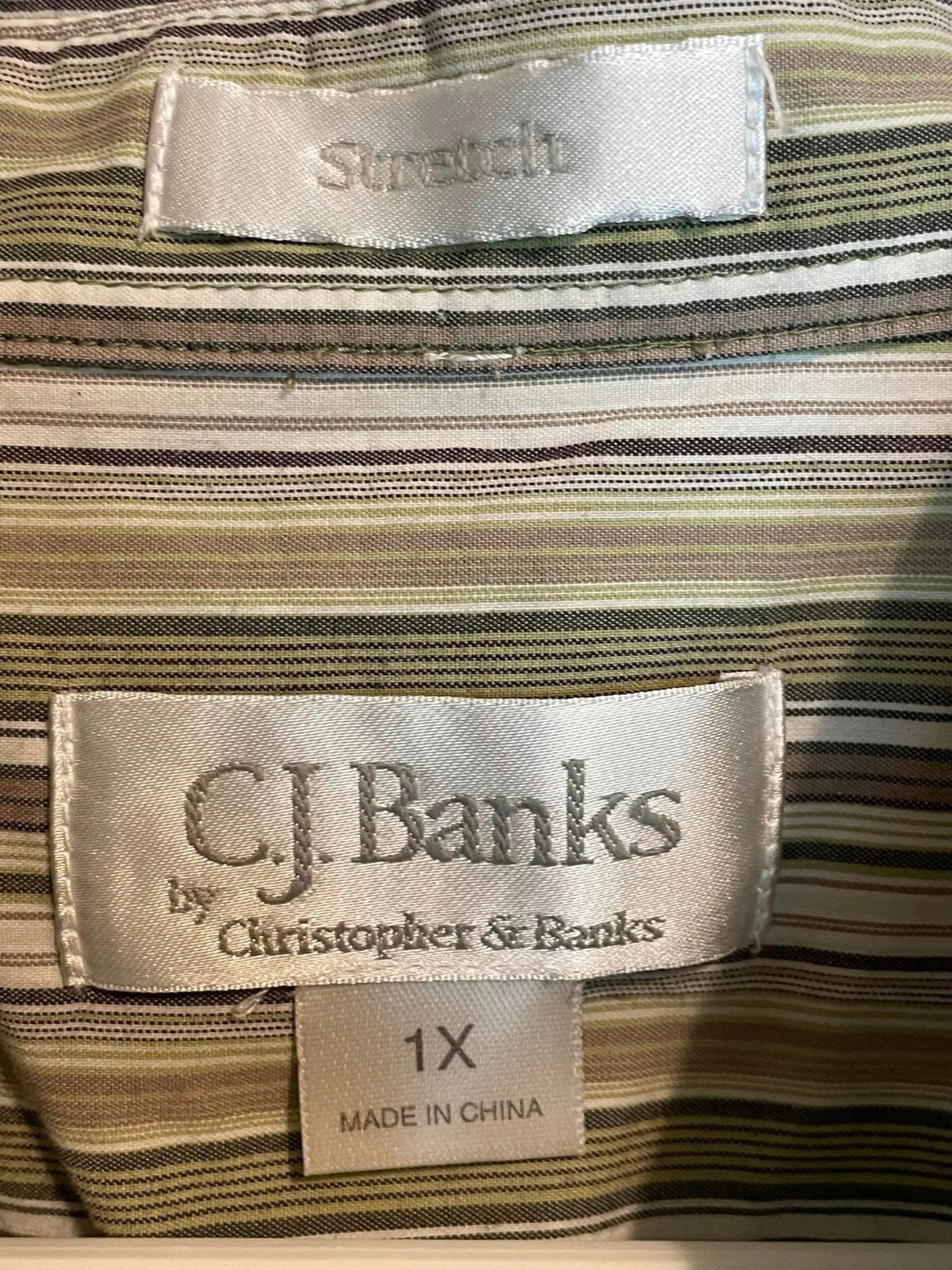 CJ Banks Shirt Womens 1X Multicolor Striped Button Up Long Sleeve Classic Casual