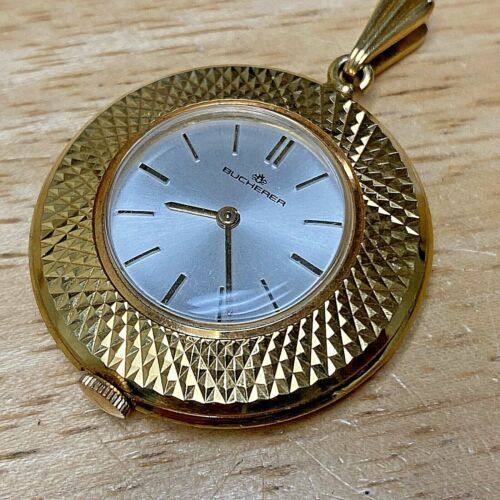 SALE Antique C. Bucherer Lucerne Suisse .955 Silver 15J Guilloche Watch Pendant Antique C. Bucherer Lucerne Suisse .955 Silver 15J Green  main image 3