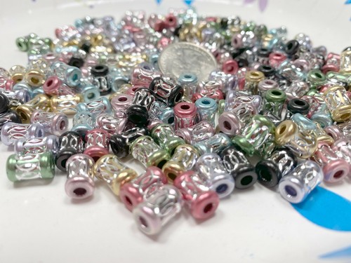 Aluminum Beads Bulk For Jewelry Making Silver Metal Bead TUBE 10mm 200 pcs - Picture 7 of 10