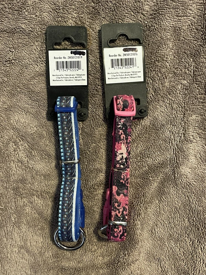 Casual Canine Neoprene Dog Collars Aztec Blue And Pink Floral Small NWT Set Of 2 - Image 2 of 3