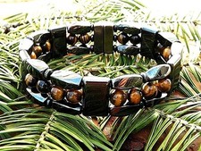 Magnetic Brown Tiger Eye Hematite Bracelet Anklet Necklace 3 row