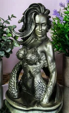 Seductive Siren of The Seas Mermaid Warrior Goddess In Fishnets Top Figurine
