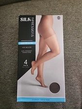 Silk Impressions Panty Hose. 4 Pr. 20 Denier. Coffee Bean. Size XXXL
