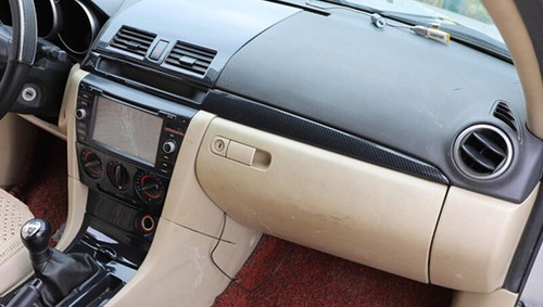 Dashboard Co-Pilot Strip Panel Trim 1* For Mazda 3 Series 2006-2012 Carbon Fiber - Picture 4 of 5