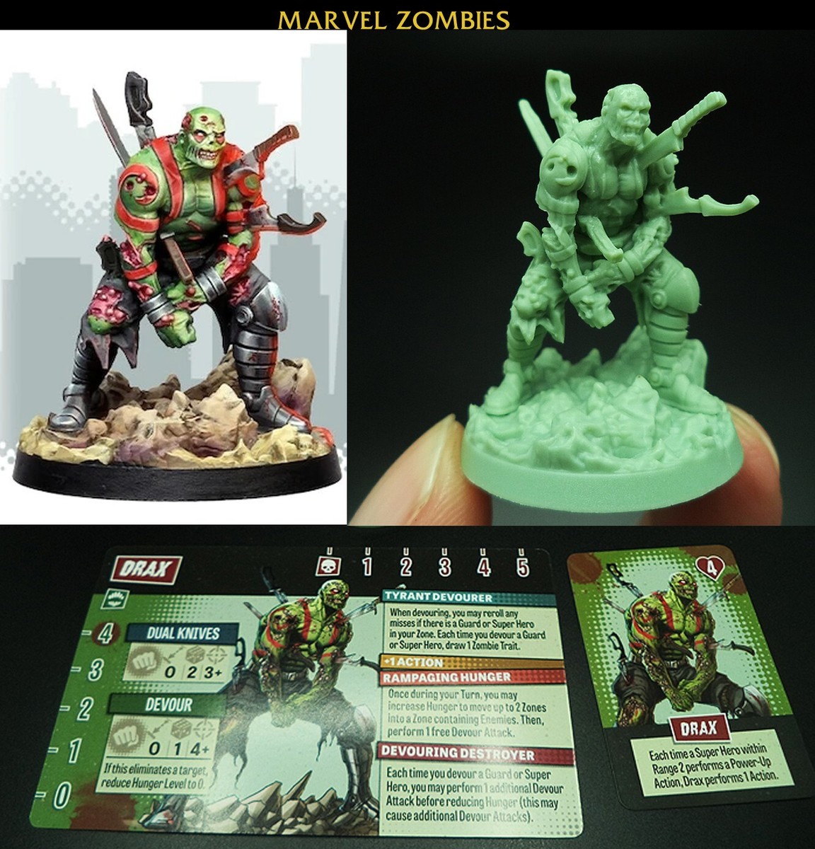 MARVEL ZOMBIES BOARD GAME AUTHENTIC Model Miniature DRAX UNDEAD