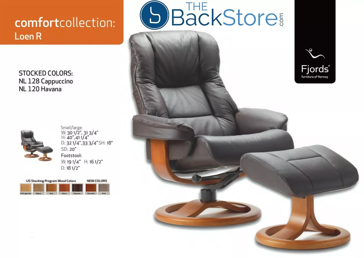 Fjords Loen Small Recliner Comfort Chair Havana Leather Cherry