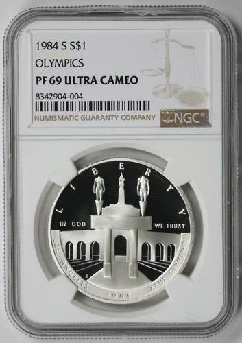 1984-S Olympics Coliseum Modern Silver Commemorative $1 PF 69 Ultra Cameo NGC