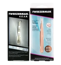 Tweezerman G.E.A.R. Mini Hangnail Squeez & Rose Gold Slanted Tweezer Pack of 2