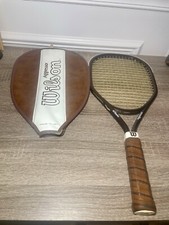 Vintage Wilson Aggressor Racquetball Racket Genuine Leather Grip 7 3/4" wide 5