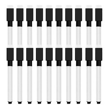 20 Pcs Black Magnetic Dry Erase Markers with Eraser Cap, Mini White Board Mar...