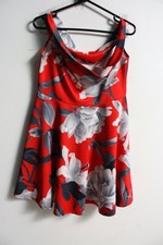 Quiz Womens Floral Fit Flare Bardot Prom Dress - Red - Size 16 (h19)