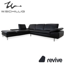 Willi Schillig Loop Cuir Canapé D'Angle Noir Fonction Manuelle