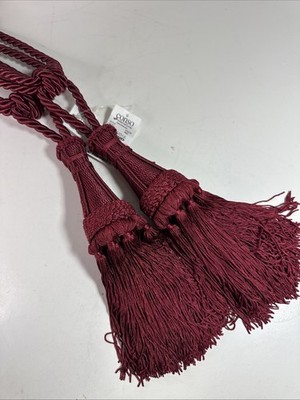 Conso International Curtain Tiebacks Red Burgundy 21701 With Tassel New