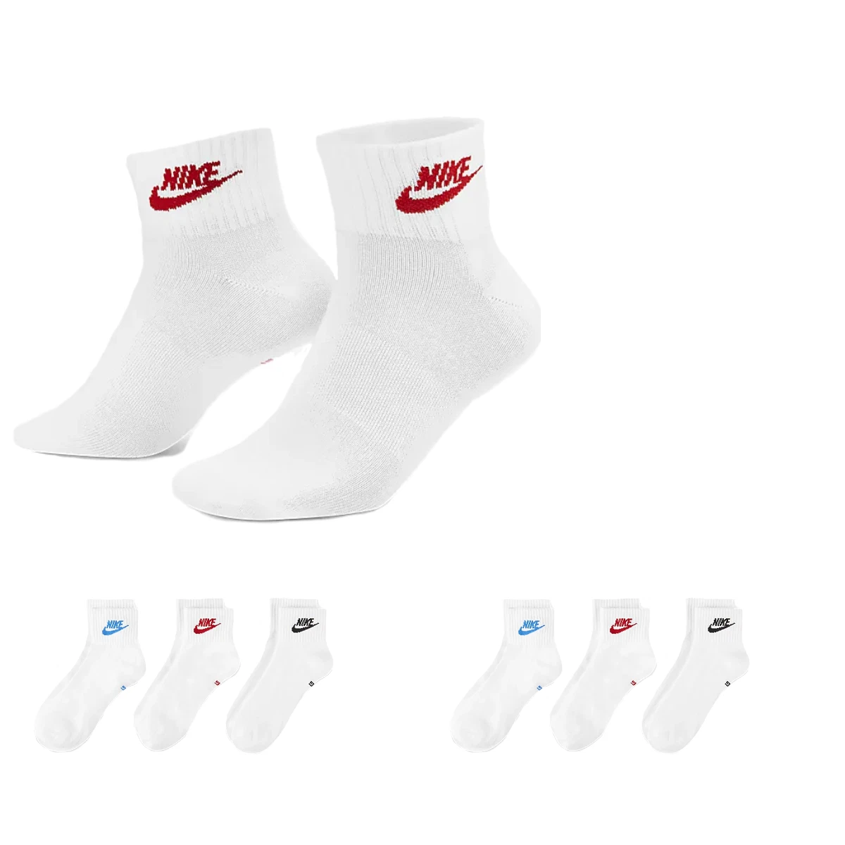 Nike 6 Paar Socken DX5074 Everyday Essential Quater Weiß Schwarz bunt sneaker
