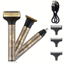 5-in-1 Nasen-, Bart- & Haarschneider-Set - wiederaufladbarer Groomer mit mehreren K&ouml;pfen