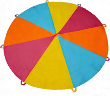 Multicolored Parachute - 6FT, 10FT, 20FT with Handles for Kids Indoor Outdoor Pl