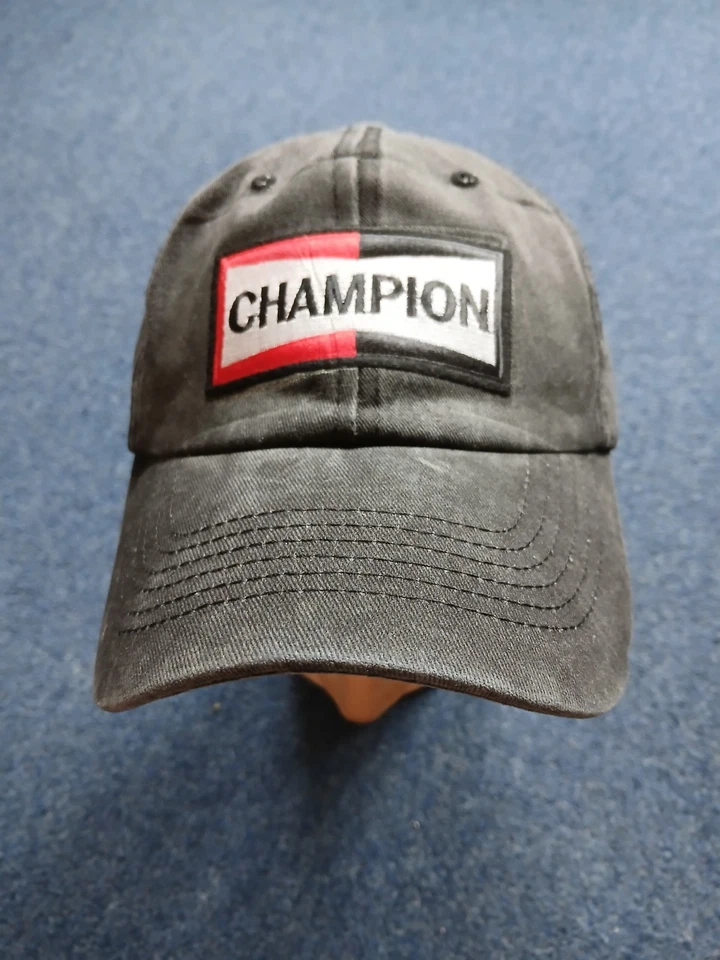 Pair Of Red & Black Champion Spark Plugs Stone Washed Baseball Cap Advertising - Image 4 of 4