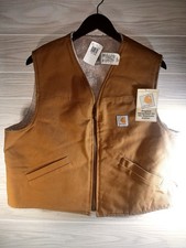Vtg Carhartt V03 BRN Sherpa Lined Duck Canvas Vest Sz 2X 90s Union Made USA NWT