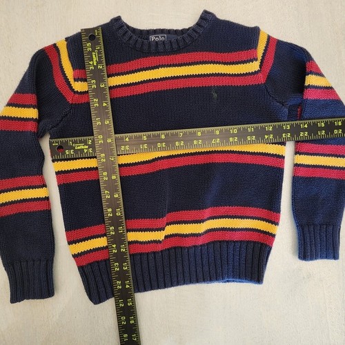 Polo by Ralph Lauren Boys SZ 5 Striped Preppy Cotton Sweater 90's - Picture 5 of 5