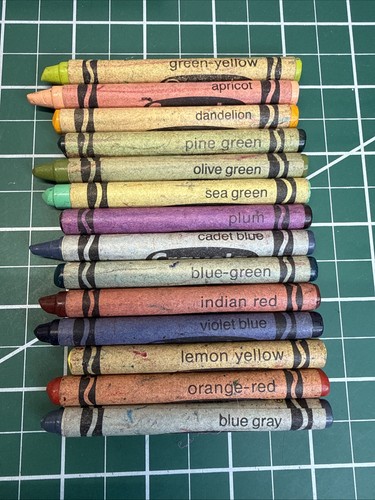 Vintage Crayola Retired Colors Lot Blue Gray Blue-Green Violet Blue Indian Red