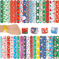 64PCS Slap Bands for Kids - Christmas Slap Bracelets Snap Bracelets for Stocki